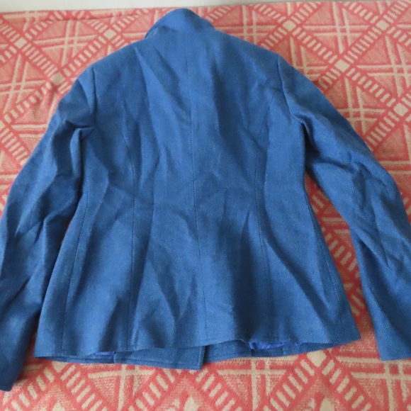 Nina McLemore Blue Herringbone Lambswool Wool Jacket Blazer Size 4 $795 - Picture 4 of 5